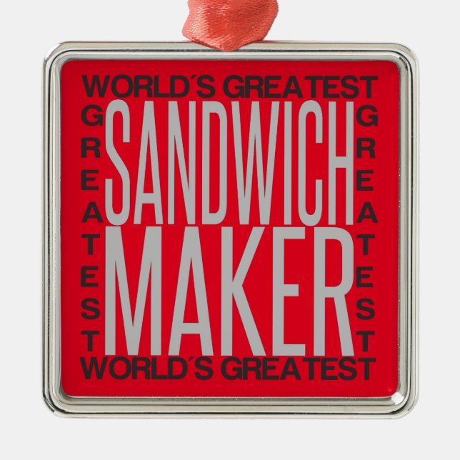 Ornement Carré Argenté Meilleur sandwich au monde (Devant)