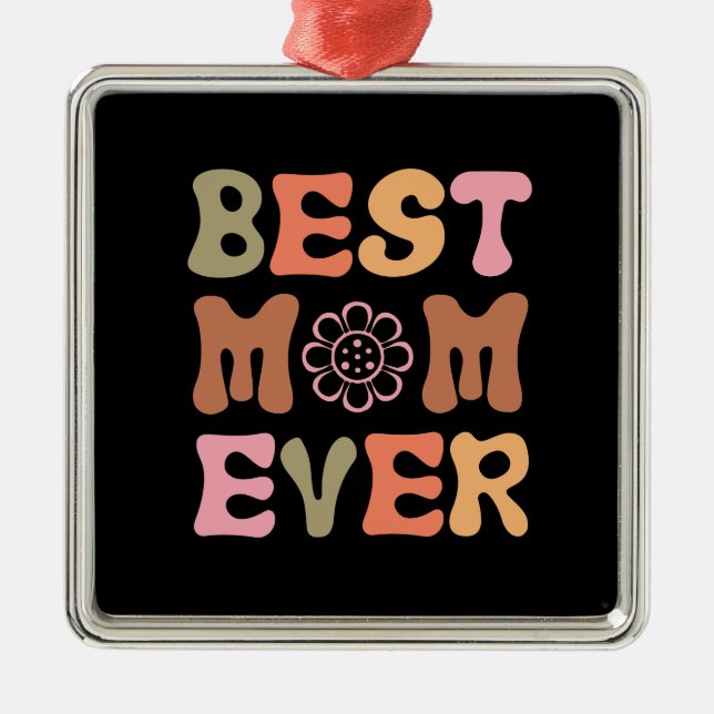 Ornement Carré Argenté Meilleure maman jamais (Devant)