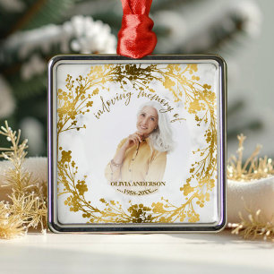 Ornement Carré Argenté Mémorial photo In Love Memory Gold Foil