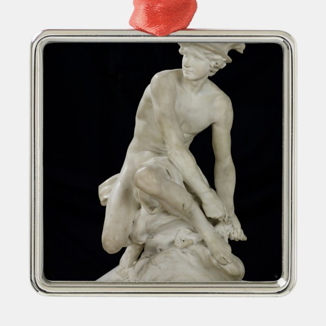 Ornement Carré Argenté Mercury attachant ses sandales à ailes, 1744 (Devant)