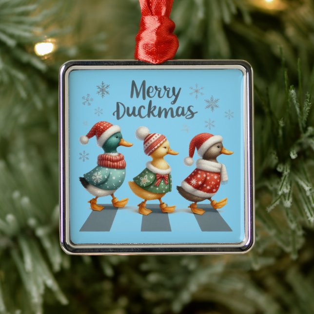 Ornement Carré Argenté Merry Duckmas (Arbre)