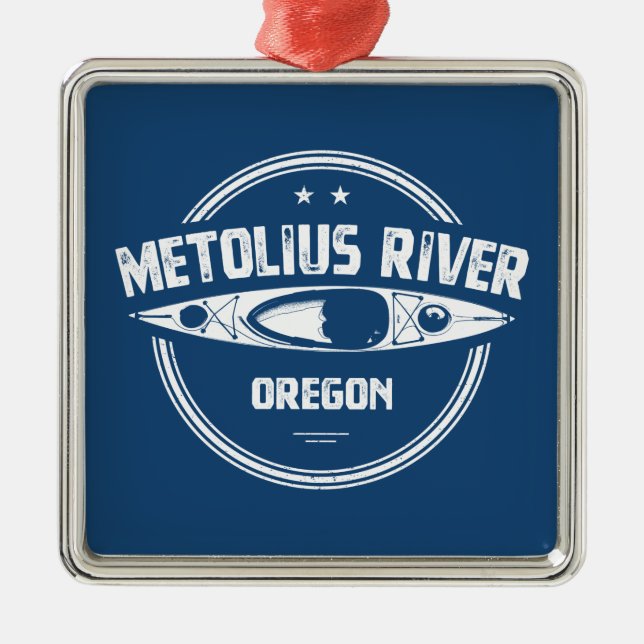 Ornement Carré Argenté Metolius River Oregon Kayaking (Devant)