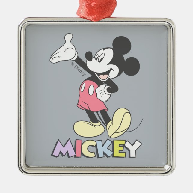 Ornement Carré Argenté Mickey classique (Devant)
