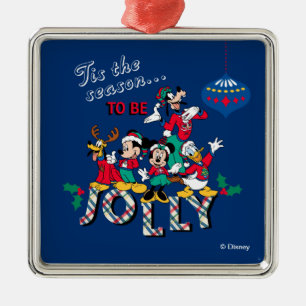Ornement Carré Argenté Mickey & Friends   Cette saison sera Jolly
