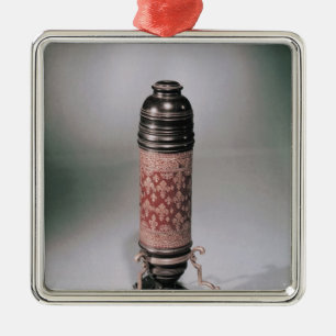 Ornement Carré Argenté Microscope