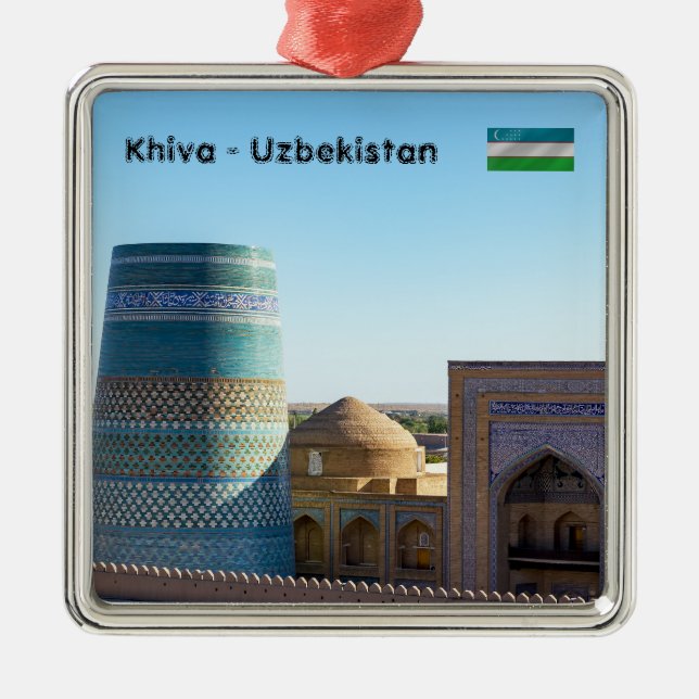 Ornement Carré Argenté Minaret mineure Kalta inachevé - Khiva, Ouzbékista (Devant)