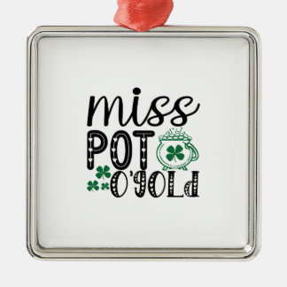 Ornement Carré Argenté Miss Pot O Gold irlandaise