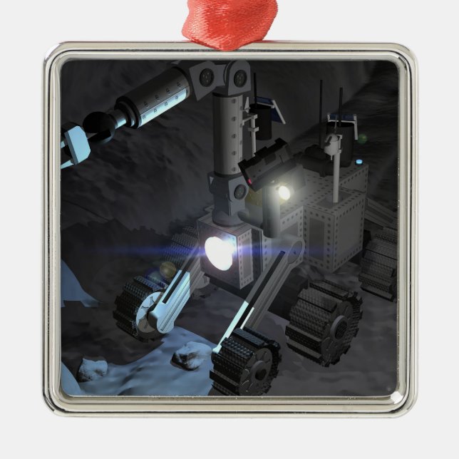 Ornement Carré Argenté Missions d'exploration spatiale futures 6 (Devant)