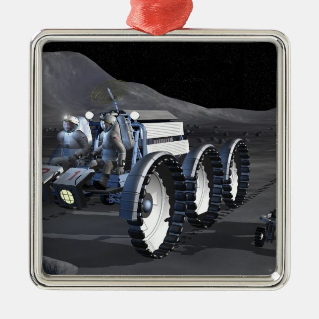 Ornement Carré Argenté Missions d'exploration spatiale futures 8 (Devant)