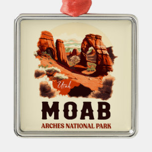 Ornement Carré Argenté Moab Arches National Park Utah Delicate Arch Retro