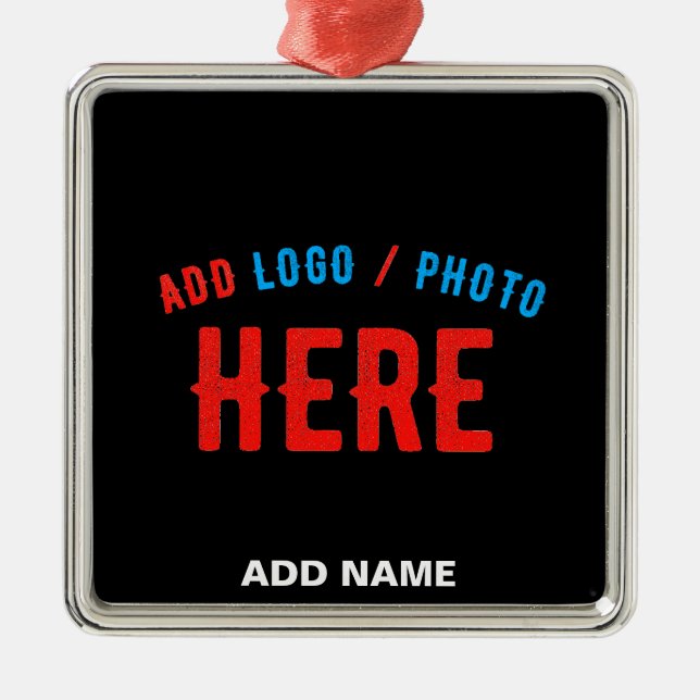 ORNEMENT CARRÉ ARGENTÉ MODERNE ET MODERNE PERSONNALISABLE NOIR VÉRIFIÉ (Devant)