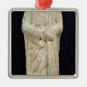 Ornement Carré Argenté Moine, de Dunhuang, province de Gansu