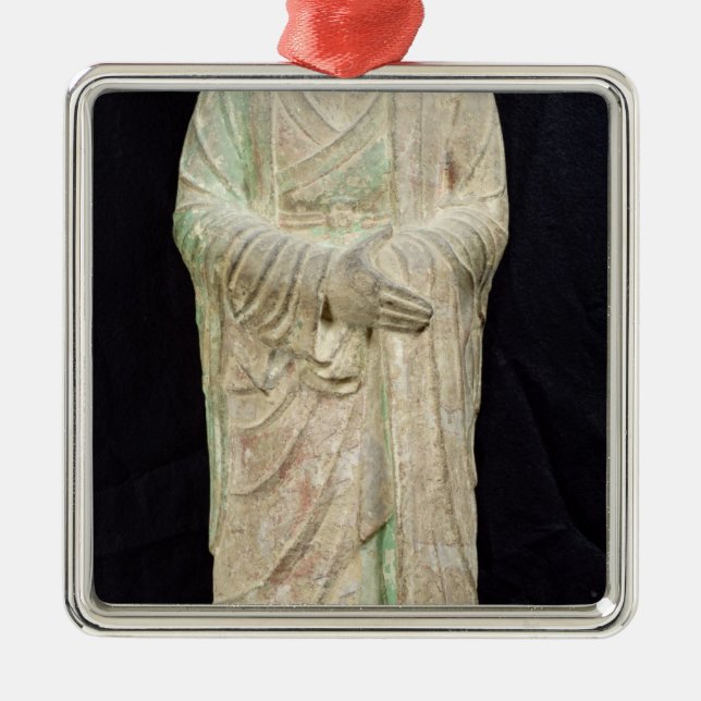 Ornement Carré Argenté Moine, de Dunhuang, province de Gansu (Devant)