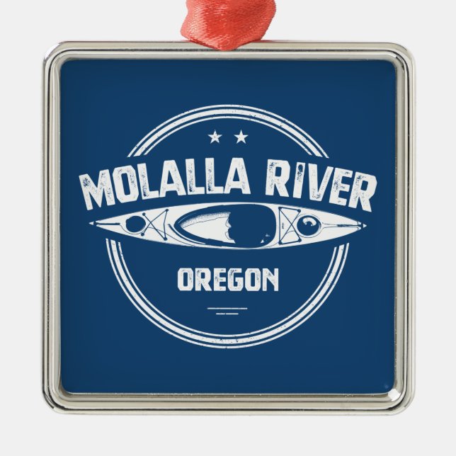 Ornement Carré Argenté Molalla River Oregon Kayaking (Devant)