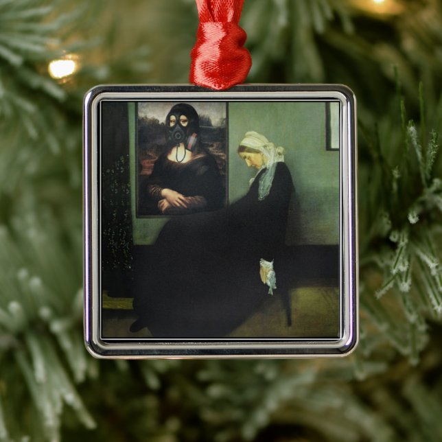 Ornement Carré Argenté Mona Lisa Gassed Whistler's Mother (Arbre)