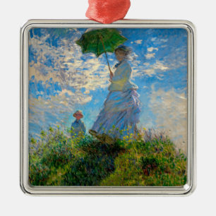 Ornement Carré Argenté Monet Femme Parasol Impressionnisme