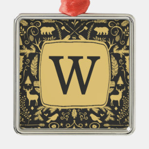 Ornement Carré Argenté Monogram Woodland
