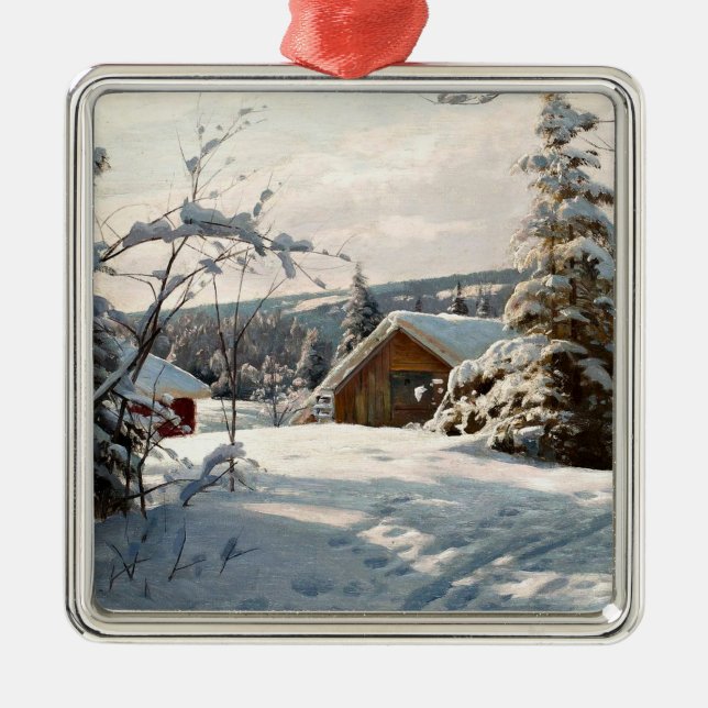 Ornement Carré Argenté Monsted - Paysage hivernal à Solbelyst (Devant)