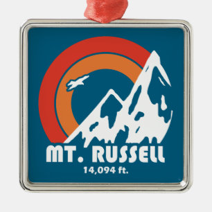 Ornement Carré Argenté Mont Russell California Sun Eagle