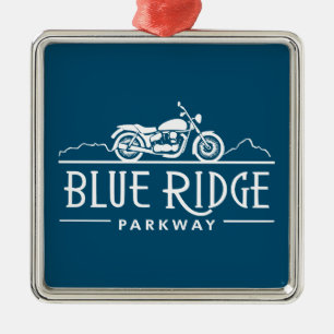 Ornement Carré Argenté Moto Blue Ridge Parkway