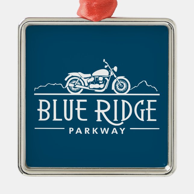 Ornement Carré Argenté Moto Blue Ridge Parkway (Devant)