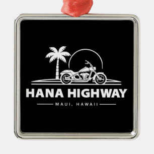 Ornement Carré Argenté Moto Hana Highway Maui Hawaii