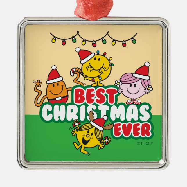 Ornement Carré Argenté Mr Men Little Miss Best Christmas Ever (Devant)