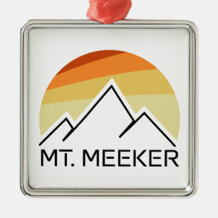 Ornement Carré Argenté Mt. Meeker Colorado Retro