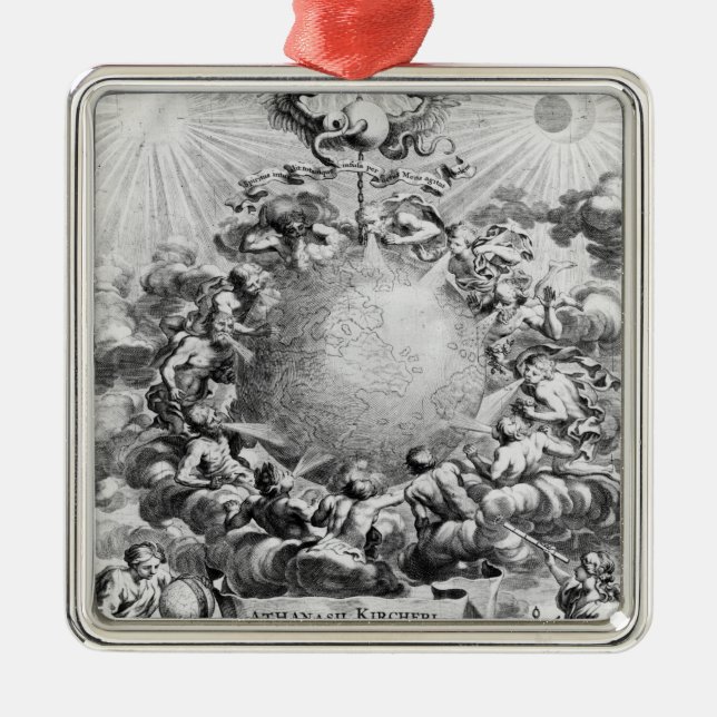 Ornement Carré Argenté Mundus Subterraneus par Athanasius Kircher (Devant)
