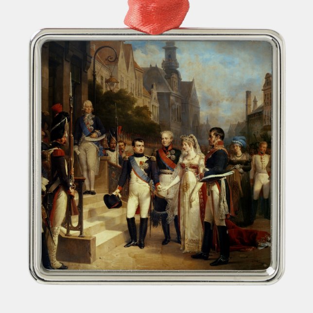 Ornement Carré Argenté Napoleon Bonaparte recevant la Reine Louisa (Devant)