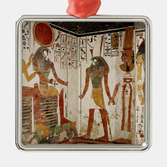 Ornement Carré Argenté Nefertari est apporté avant le dieu (Devant)