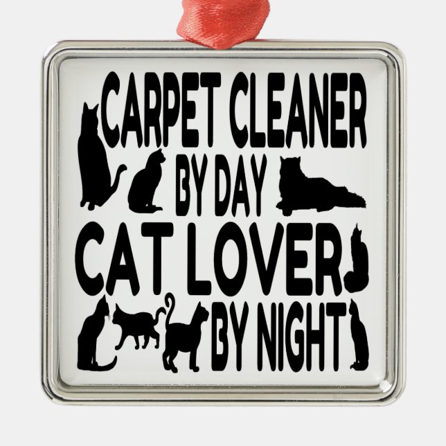 Ornement Carré Argenté Nettoyeur de tapis Amoureux des chats (Devant)