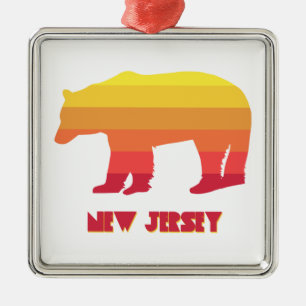Ornement Carré Argenté New Jersey Bear Rainbow