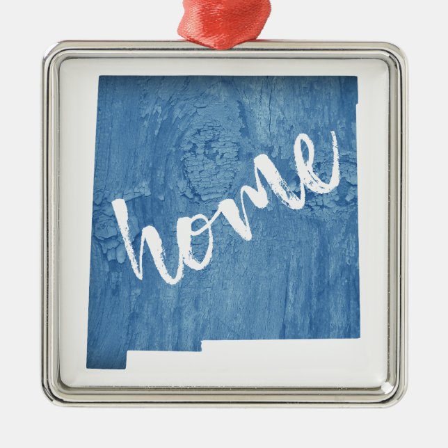 Ornement Carré Argenté New Mexico Home Wood Grain (Devant)