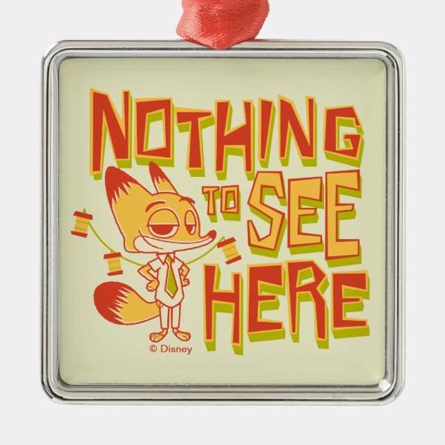 Ornement Carré Argenté Nick Wilde - Nothing To See Here (Devant)