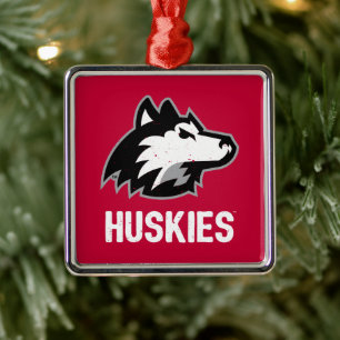 Ornement Carré Argenté NIU Huskies en détresse