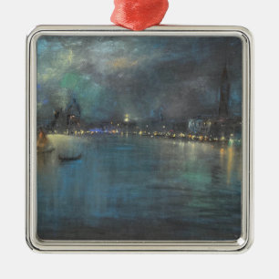 Ornement Carré Argenté Nocturne de Venise (par Glenn Cooper Henshaw)