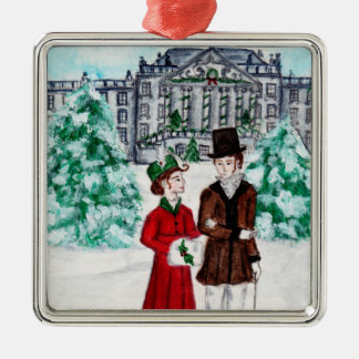 Ornement Carré Argenté Noël à Pemberley