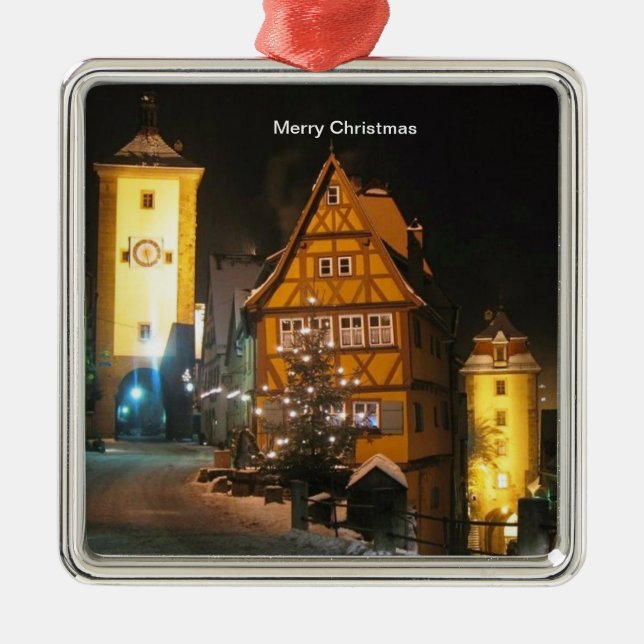 ORNEMENT CARRÉ ARGENTÉ NOËL À ROTHENBURG EN ALLEMAGNE (Devant)