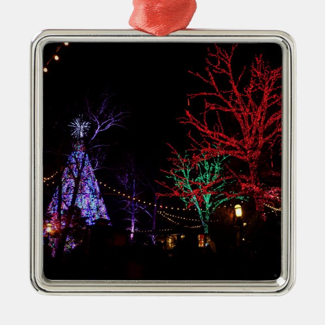 Ornement Carré Argenté Noël à Silver Dollar City (Devant)