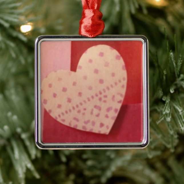 ORNEMENT CARRÉ ARGENTÉ "NOËL AMOUR DU COEUR** VALENTINE ORNAMENT (Arbre)