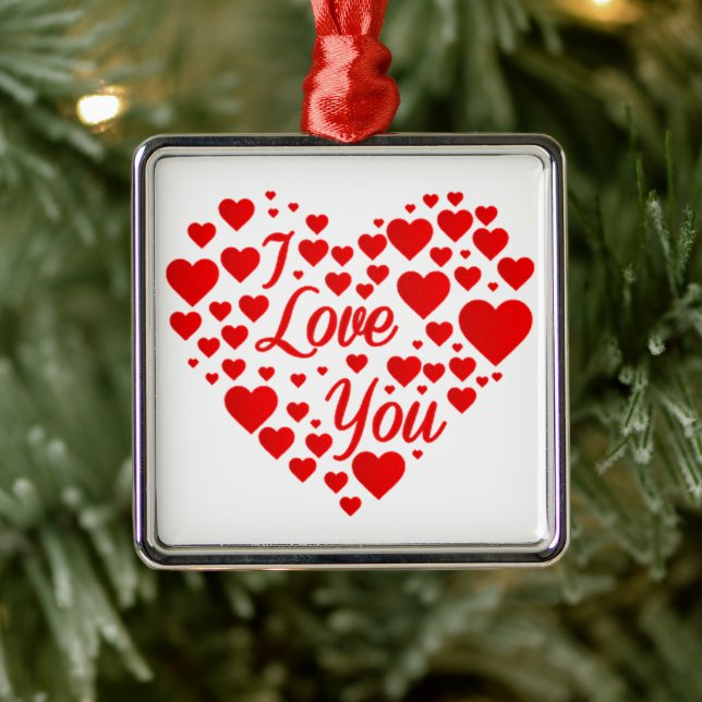 ORNEMENT CARRÉ ARGENTÉ "NOËL AMOUR DU COEUR** VALENTINE ORNAMENT (Arbre)