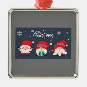 ORNEMENT CARRÉ ARGENTÉ **NOËL GNOMES** ORNAMENT DE NOËL