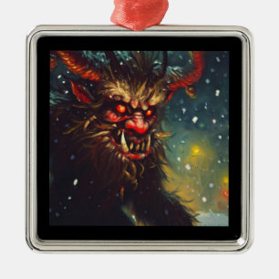 Ornement Carré Argenté Noël Krampus 4