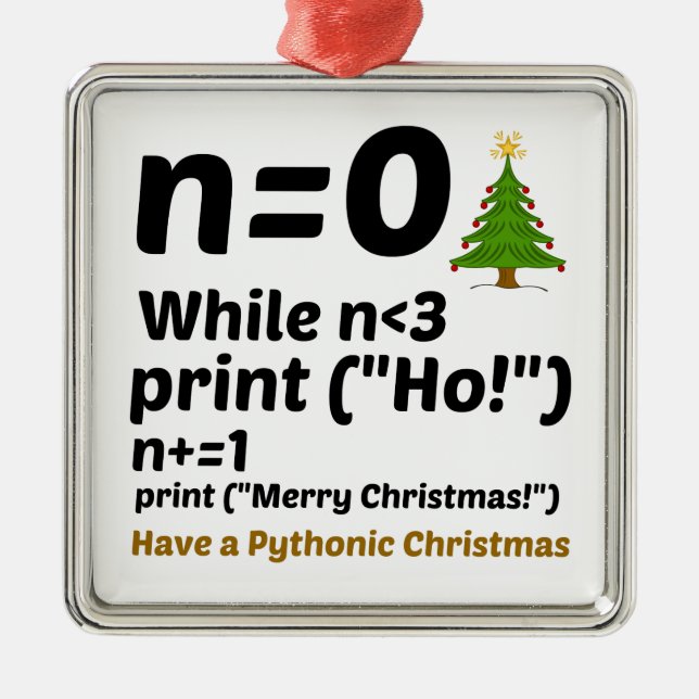 Ornement Carré Argenté Noël pythonique (Devant)