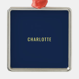 Ornement Carré Argenté Nom de couleur bleue classique minimaliste profess