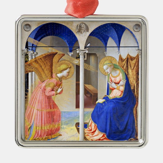 Ornement Carré Argenté NONCIATION de Fra Beato Angelico Noël (Devant)