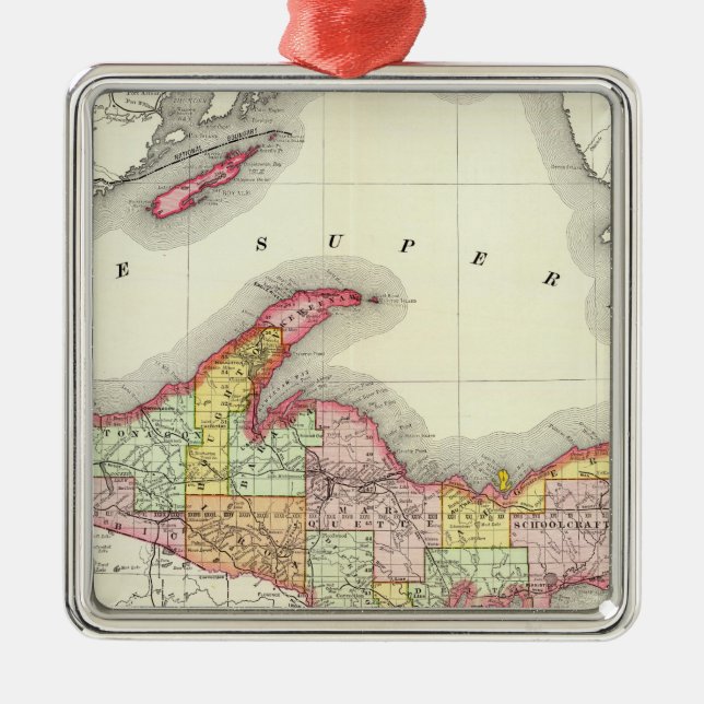 Ornement Carré Argenté Nord du Michigan (Devant)