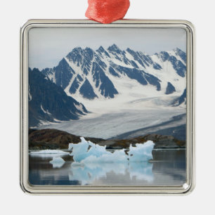 Ornement Carré Argenté Norvège, Glacier en voie de reproduction et iceber