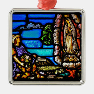 Ornement Carré Argenté Notre Senora verre souillé de Madame Guadalupe